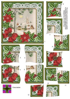 Winter Pub Poinsettia 5in Cross Stacker