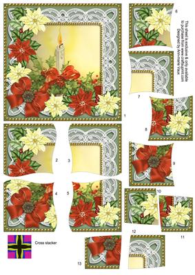 Single Candle Poinsettia 5in Cross Stacker