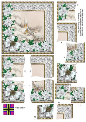 Ice Church Poinsettia 5in Cross Stacker