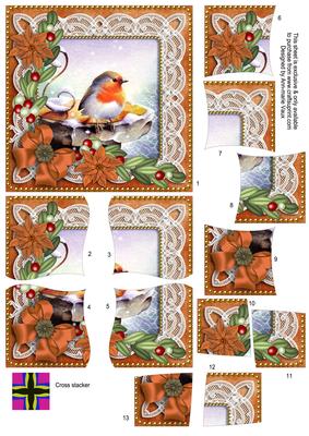 Blue Robin Borange Poinsettia 5in Cross Stacker