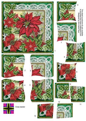 Totally Red Poinsettias 5in Cross Stacker