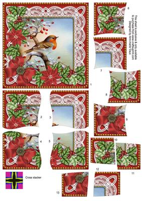 Red Robin Poinsettia 5in Cross Stacker