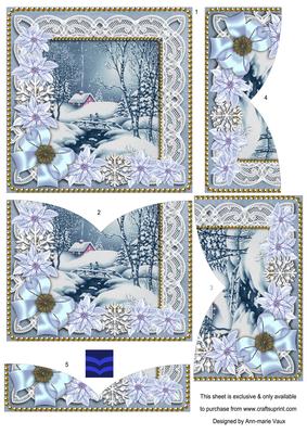 Blue Winter Walk Poinsettia 5in V Bottom Stacker