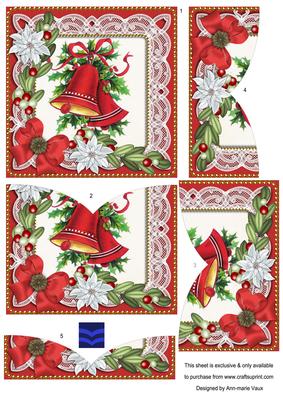 Christmas Bells Red Poinsettia 5in V Bottom Stacker