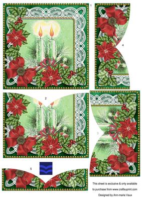 Christmas Candle Duo Poinsettia 5in V Bottom Stacker