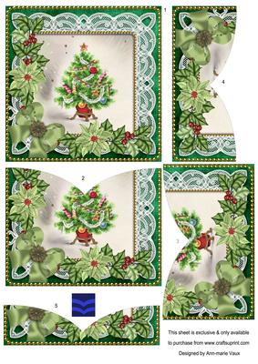 Elegant Tree Green Poinsettia 5in V Bottom Stacker