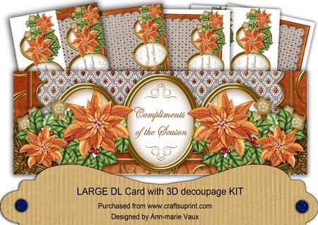 Borange Poinsettia Compliments of Season Large Dl Card Kit