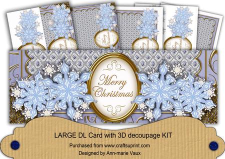Blue Snowflake Merry Christmas Large Dl Card Kit