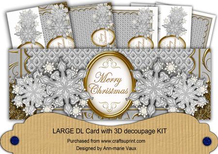 Silver Snowflake Merry Christmas Large Dl Card Kit