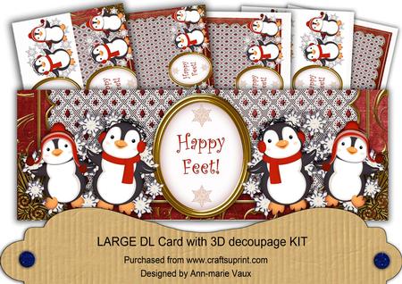 Red Penguins Happy Feet Large Dl Card Kit