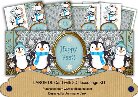Blue Penguins Happy Feet Large Dl Card Kit