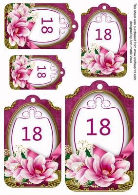 Cerise Magnolia 18 Sentiment Tag Sheet
