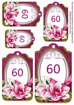 Cerise Magnolia 60 Sentiment Tag Sheet
