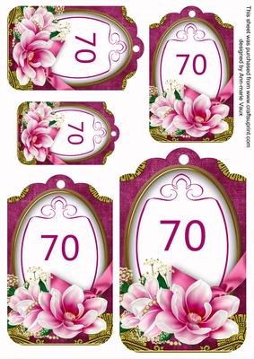 Cerise Magnolia 70 Sentiment Tag Sheet