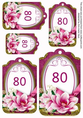 Cerise Magnolia 80 Sentiment Tag Sheet