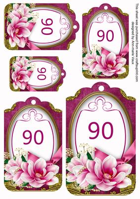 Cerise Magnolia 90 Sentiment Tag Sheet