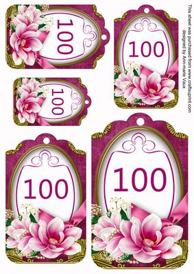 Cerise Magnolia 100 Sentiment Tag Sheet