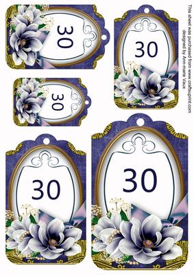 Dark Blue Magnolia 30 Sentiment Tag Sheet