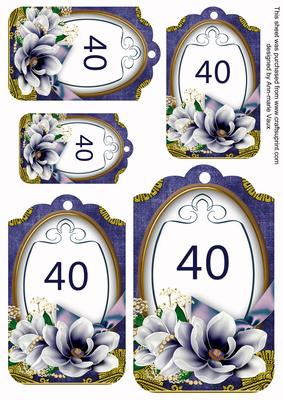 Dark Blue Magnolia 40 Sentiment Tag Sheet