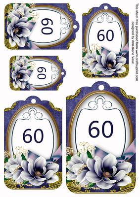 Dark Blue Magnolia 60 Sentiment Tag Sheet