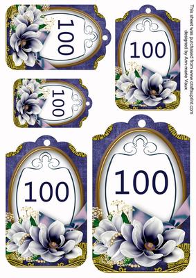 Dark Blue Magnolia 100 Sentiment Tag Sheet