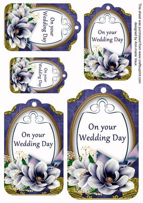 Dark Blue Magnolia Your Wedding Day Sentiment Tag Sheet