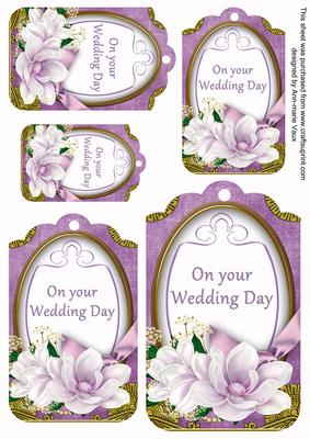 Light Lilac Magnolia Your Wedding Day Sentiment Tag Sheet