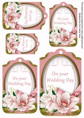 Pink Magnolia Your Wedding Day Sentiment Tag Sheet