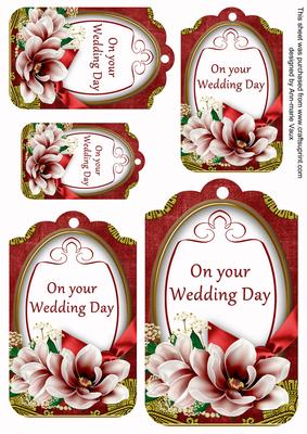 Red Magnolia Your Wedding Day Sentiment Tag Sheet