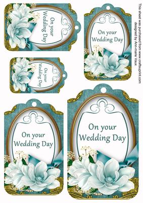 Teal Magnolia Your Wedding Day Sentiment Tag Sheet