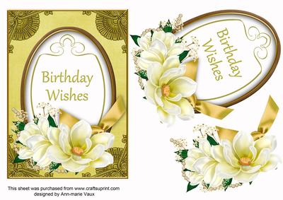 Lemon Magnolia Birthday Wishes Oval 7x5in Step by Step