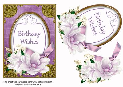 Lilac Magnolia Birthday Wishes Oval 7x5in Step by Step