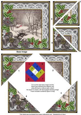 Winter Walk Poinsettia 5in Triangle Spiral Corner Stacker