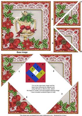 Christmas Lovebirds R Poinsettia 5in Triangle Spiral Stacker