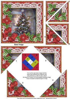 My Tree Red Poinsettia 5in Triangle Spiral Stacker