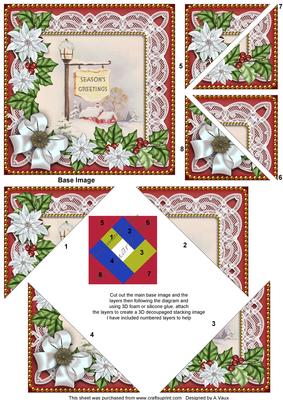 Winter Pub Sign Poinsettia 5in Triangle Spiral Stacker