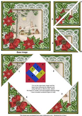 Winter Pub Poinsettia 5in Triangle Spiral Stacker
