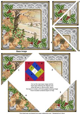 Winters Tale Poinsettia 5in Triangle Spiral Stacker