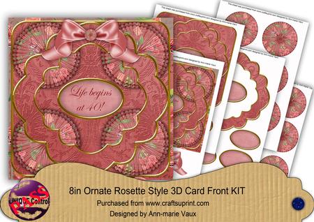 Dpink Sweetpea Life Begins at 40 3D Rosette 8in Cf Kit