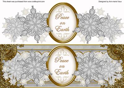 Silver Snowflake Peace on Earth Large Dl Decoupage Topper