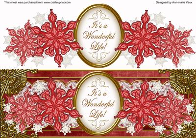 Red Snowflake a Wonderful Life Large Dl Decoupage Topper