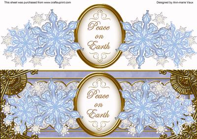Blue Snowflake Peace on Earth Large Dl Decoupage Topper