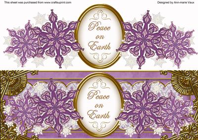 Lilac Snowflake Peace on Earth Large Dl Decoupage Topper