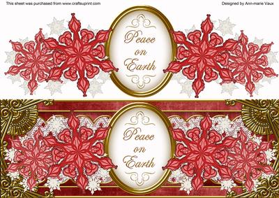 Red Snowflake Peace on Earth Large Dl Decoupage Topper