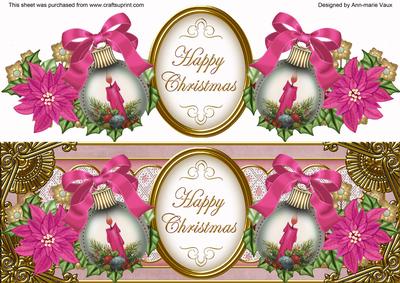Pink Candle Happy Christmas Large Dl Decoupage Topper