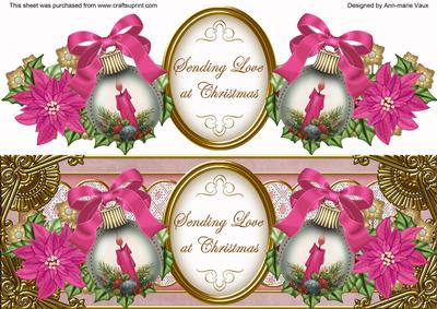 Pink Candle Love at Christmas Large Dl Decoupage Topper