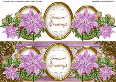 Lilac Poinsettia Seasons Greetings Large Dl Decoupage