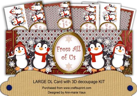 Red Penguins from All of Us Large Dl Decoupage Card Kit