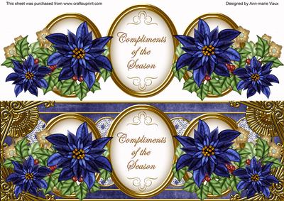 Dblue Poinsettia Compliments of Season Large Dl Decoupage
