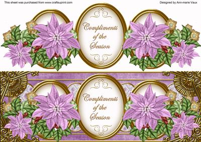 Lilac Poinsettia Compliments of Season Large Dl Decoupage